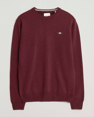 Gant Superfine Lambswool Crew Neck Bordeaux Melange – Rot