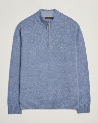 Oscar Jacobson Paul Wool/Cashmere Half-Zip Light Blue – Blau