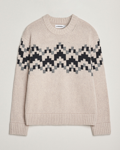 J.Lindeberg Faris Wool Knitted Fairisle Sweater Moonbeam – Beige