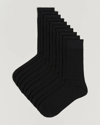 Care with Carl 10-Pack Solid Cotton Socks BLACK – Schwarz