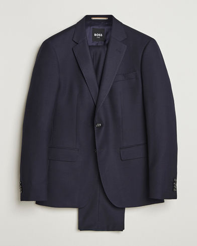 BOSS BLACK Huge Structured Wool Suit Dark Blue – Blau