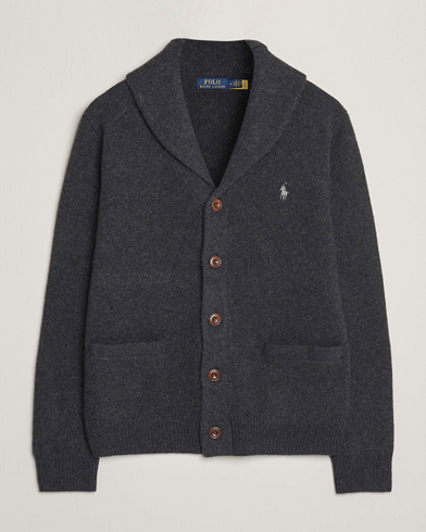 Polo Ralph Lauren Wool/Cashmere Shawl Collar Cardigan Granite Heather – Grau