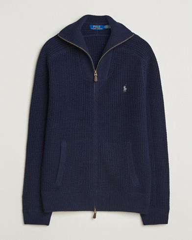 Polo Ralph Lauren Cotton/Wool Full Zip Hunter Navy – Blau