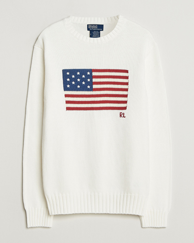 Polo Ralph Lauren Cotton Flag Sweater Deckwash White – Weiß