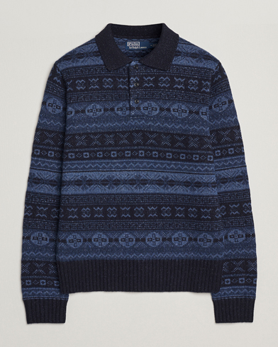 Polo Ralph Lauren Wool/Linen Blend Long Sleeve Sweater Navy Multi – Blau