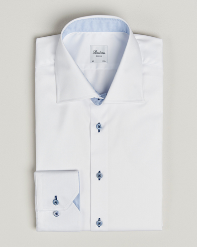 Stenströms Regular Fit Contrast Cut Away Shirt White – Weiß