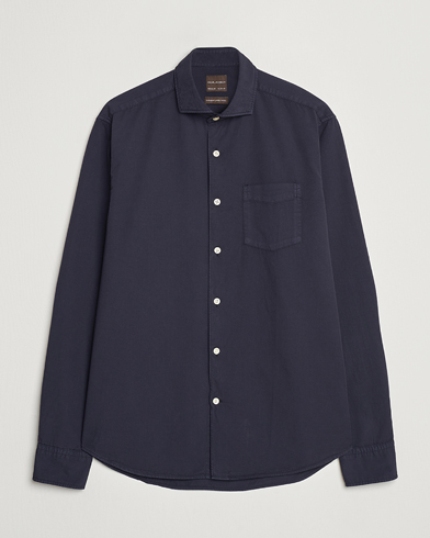 Oscar Jacobson Reg Fit Wide Spread Collar Twill Night Blue – Blau