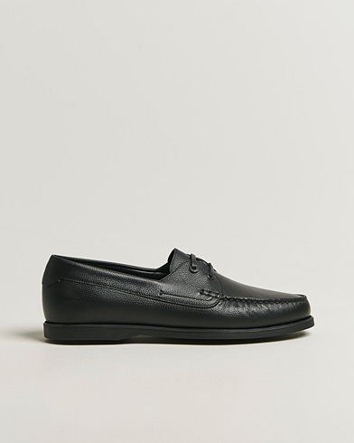 Brioni Grain Leather Boat Shoes Black Calf – Schwarz