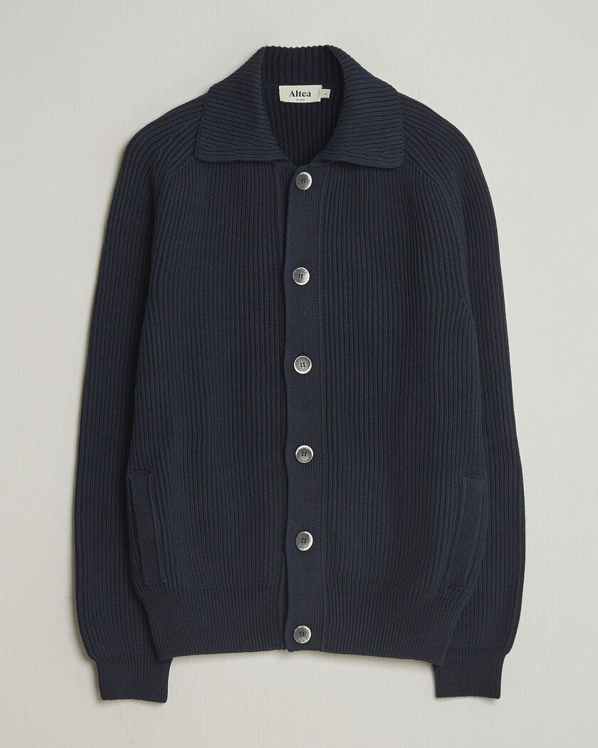Altea Cotton Rib Cardigan Jacket Navy – Blau