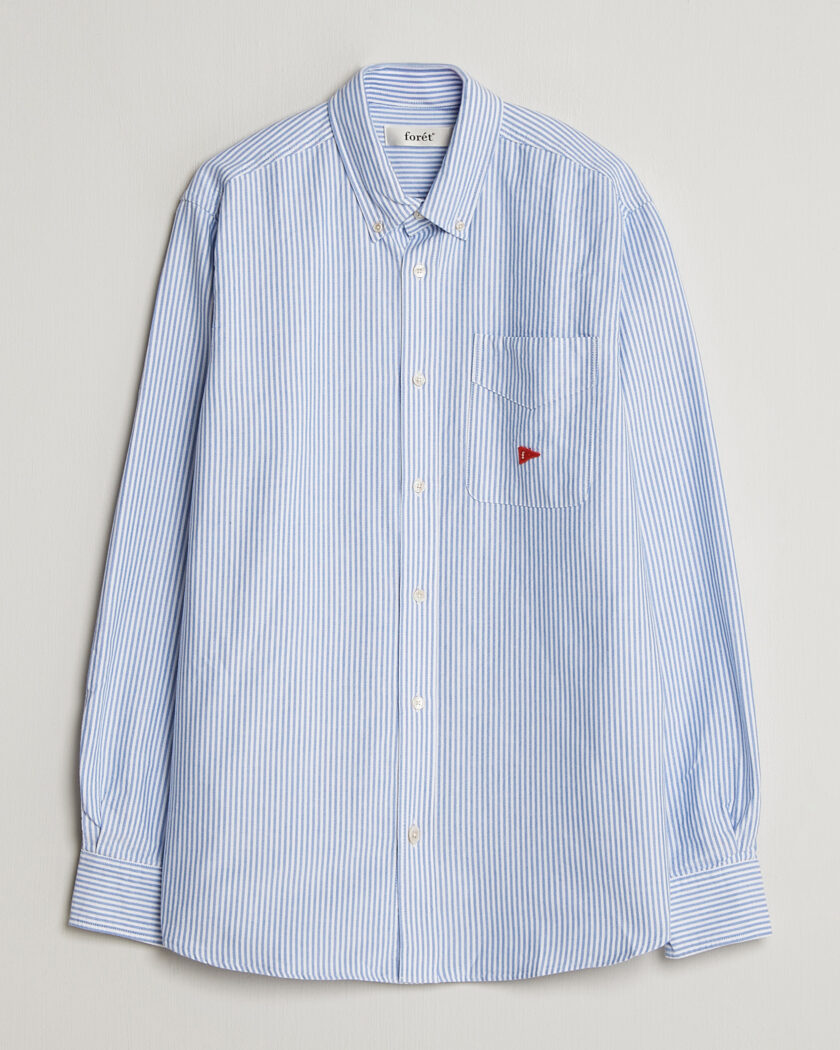 Forét Flag Regular Fit Pocket Oxford Shirt Blue Stripe – Blau