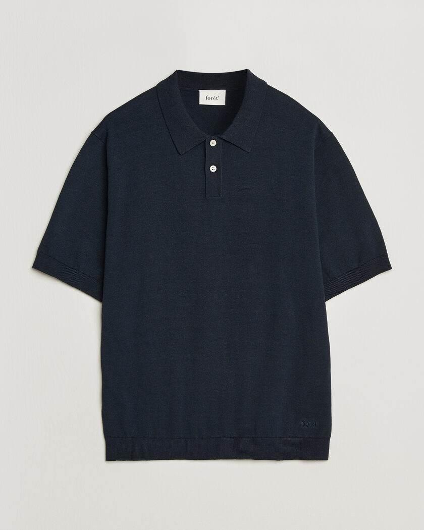 Forét Sea Cotton/Linen Polo Navy – Blau