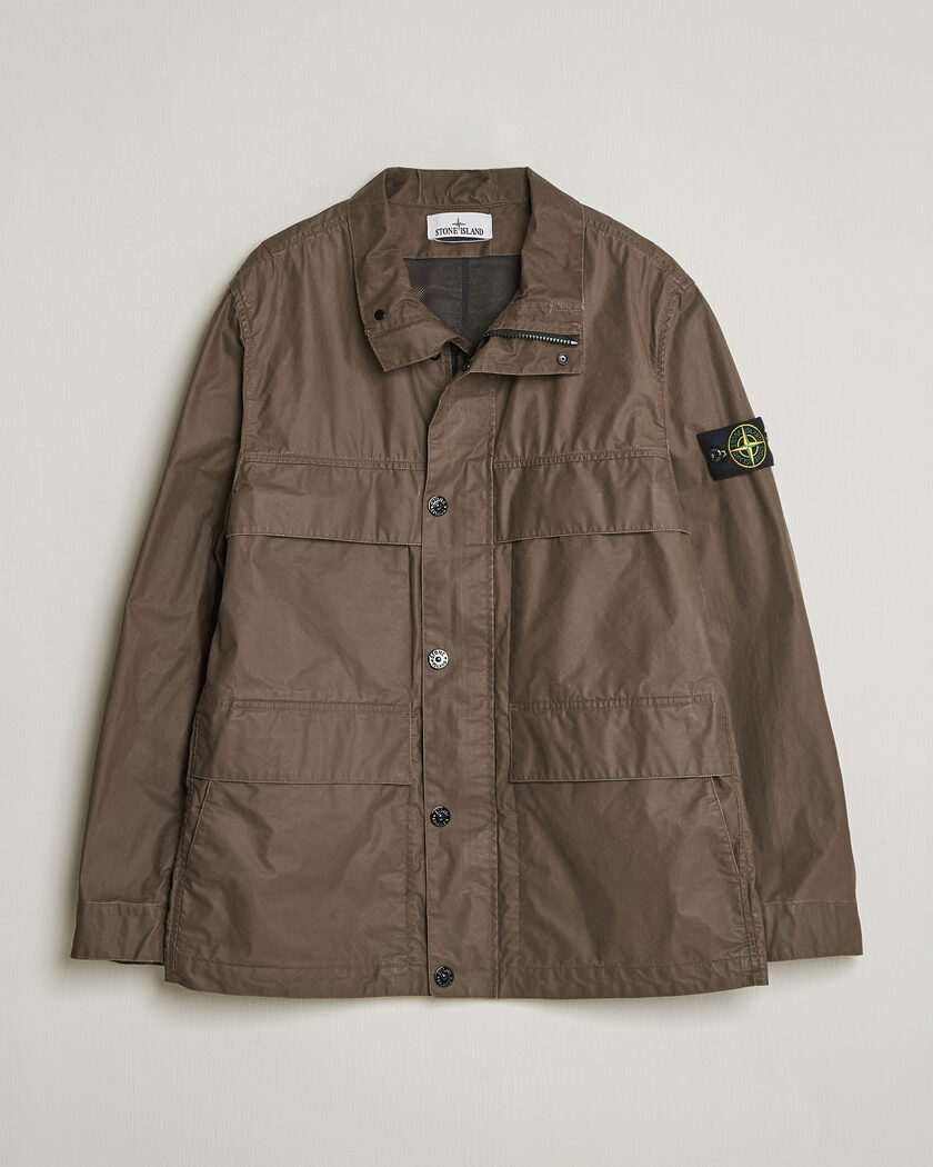 Stone Island Waxed Pigment Cotton Tela Field Jacket Umber – Braun