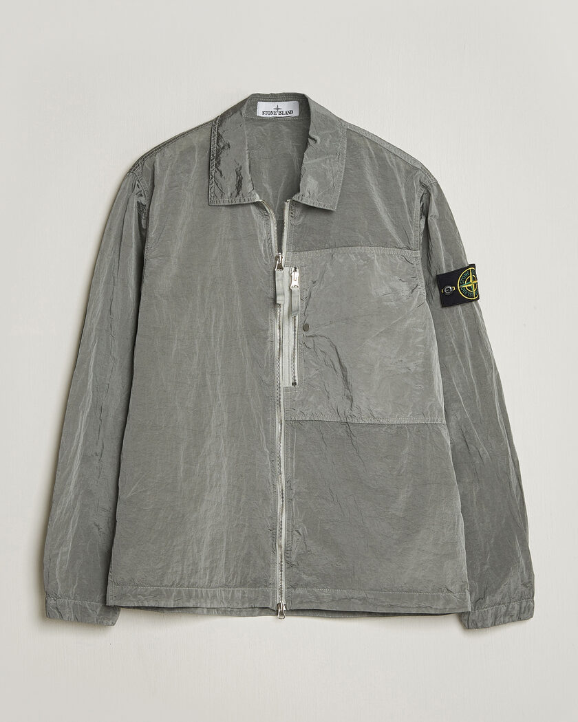 Stone Island Nylon Metal Zip Overshirt Pearl Grey – Grau