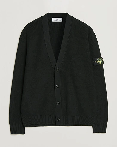 Stone Island Ribbed Soft Organic Cotton Cardigan Black – Schwarz