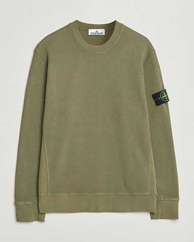 Stone Island Organic Cotton Waffle Fleece Sweatshirt Military – Grün