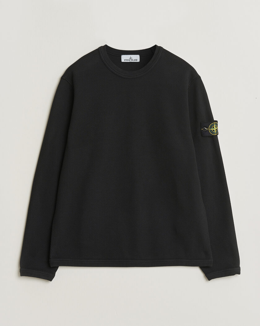 Stone Island Mesh Stitch Organic Cotton Fleece Crewneck Black – Schwarz