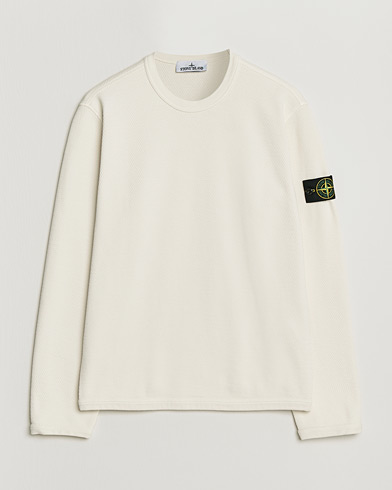 Stone Island Mesh Stitch Organic Cotton Fleece Crewneck Ivory – Weiß