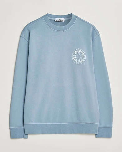 Stone Island Cotton Fleece Printed Logo Sweatshirt Dark Blue – Blau