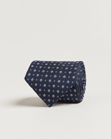 E. Marinella 3-Fold Printed Silk Tie Navy – Blau