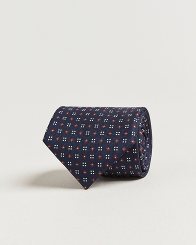E. Marinella 3-Fold Printed Silk Tie Navy – Blau