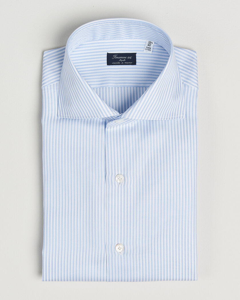 Finamore Napoli Milano Slim Royal Oxford Dress Shirt Light Blue Stripe – Blau