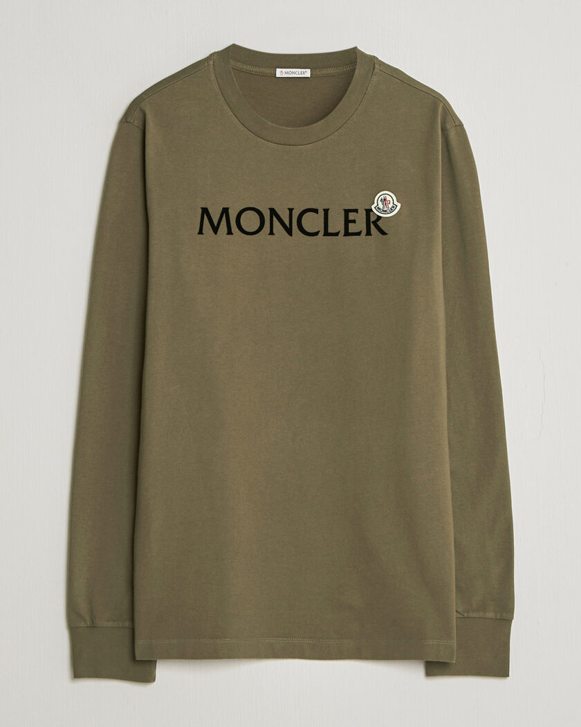 Moncler Lettering Logo Long Sleeve T-Shirt Desert – Grün