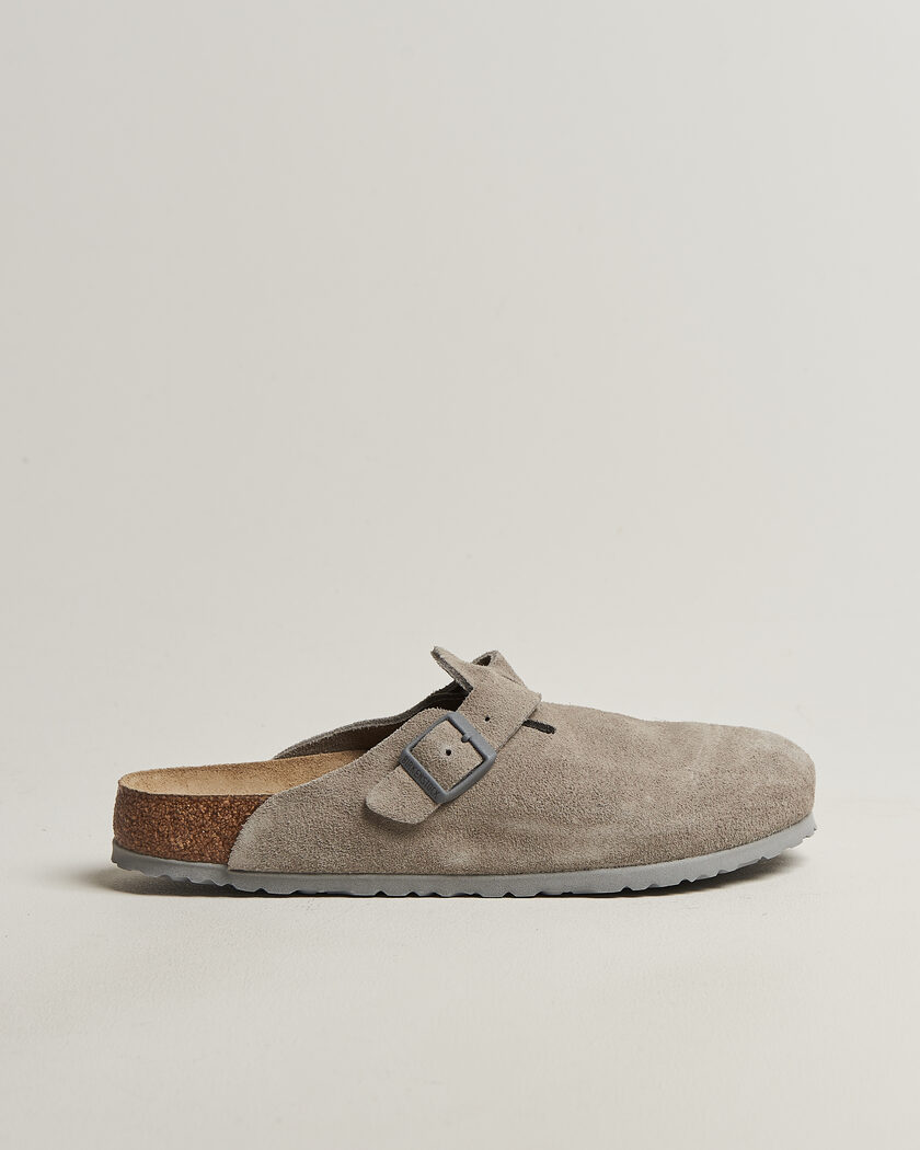 BIRKENSTOCK Boston Soft Footbed Stone Coin Suede – Grau