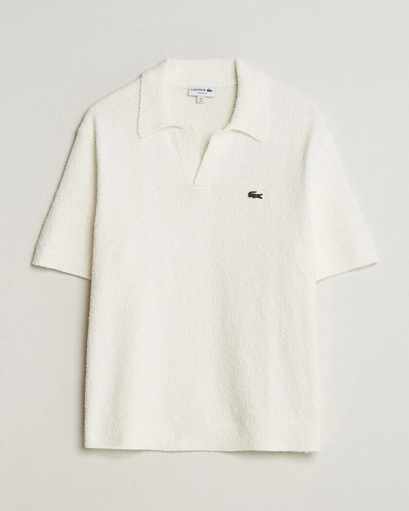Lacoste Cotton Bouclé Open Collar Polo Flour – Beige