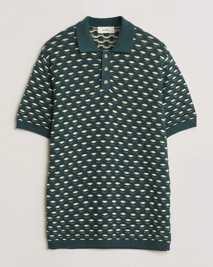 LES DEUX Esmay Shell Knitted Polo Sea Moss Green – Grün