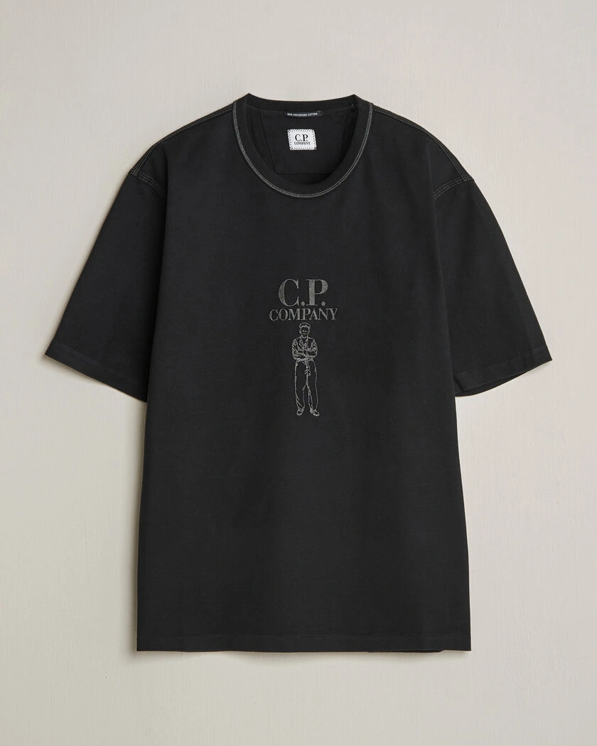 C.P. Company Mercerized Heavy Cotton Chest Logo T-Shirt Black – Schwarz