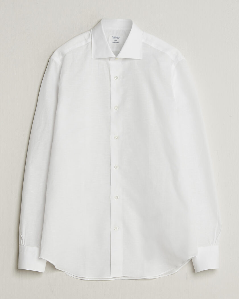 Mazzarelli Soft Cotton/Linen Shirt White – Weiß