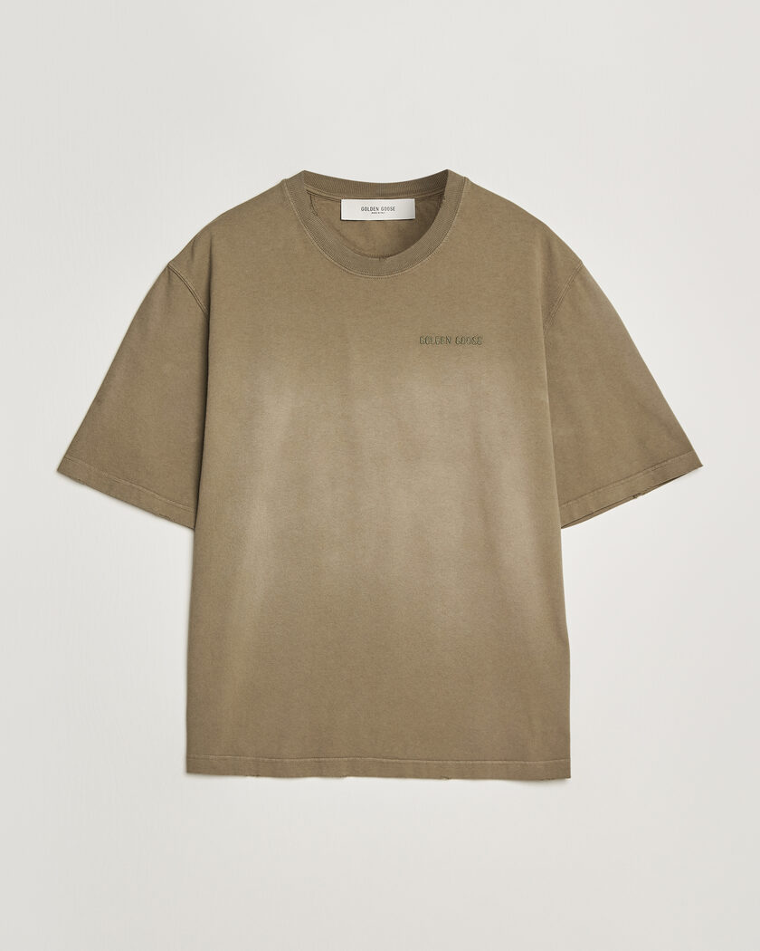 Golden Goose Journey Dyed Cotton T-Shirt Washed Beige – Grün
