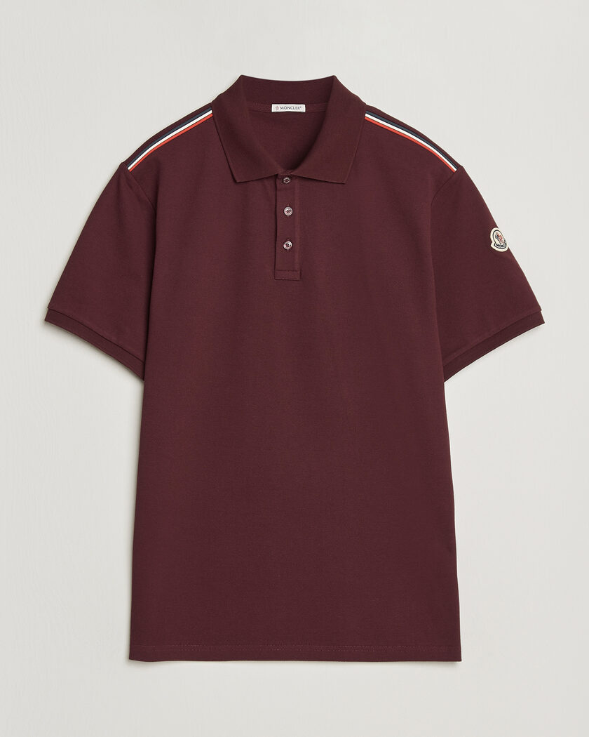 Moncler Tricolore Shoulder Polo Burgundy – Rot