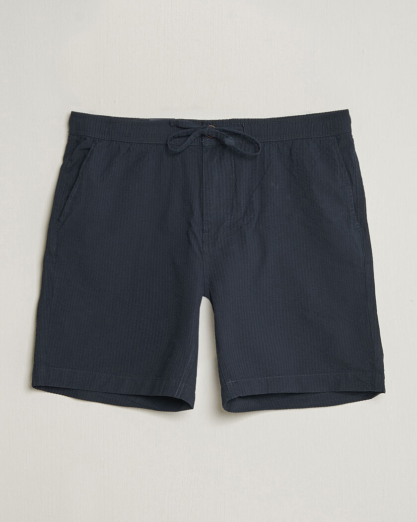 Morris Fenix Seersucker Shorts Dark Blue – Blau