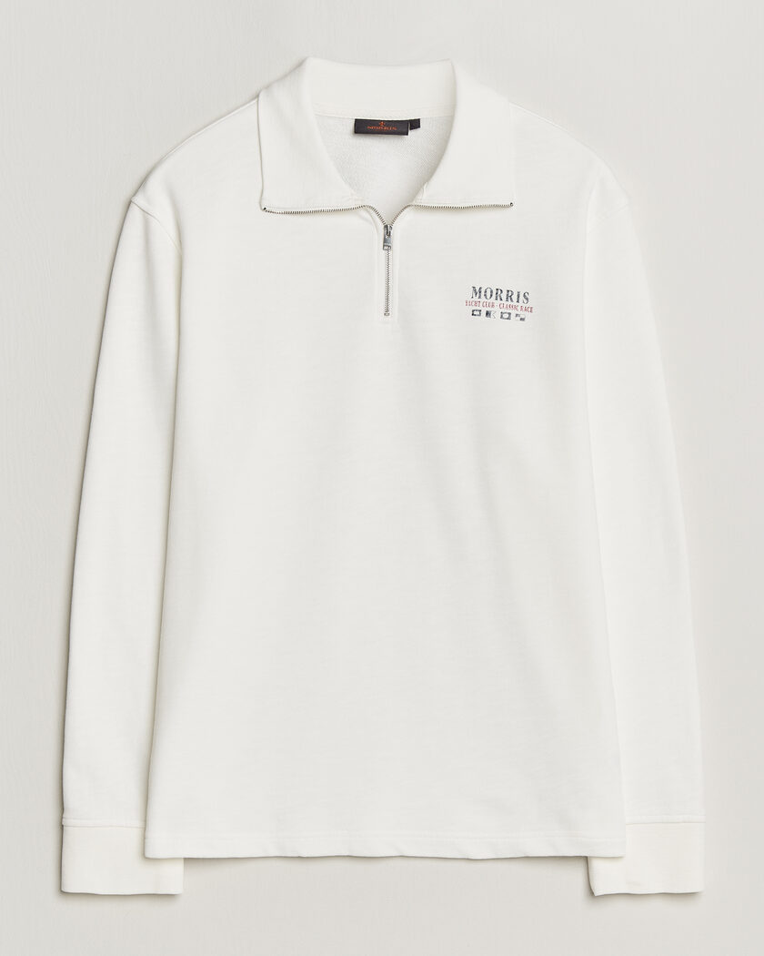 Morris Northcott Slub Half-Zip White – Weiß