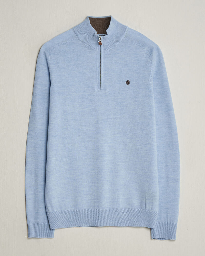 Morris John Merino Half-Zip Light Blue – Blau