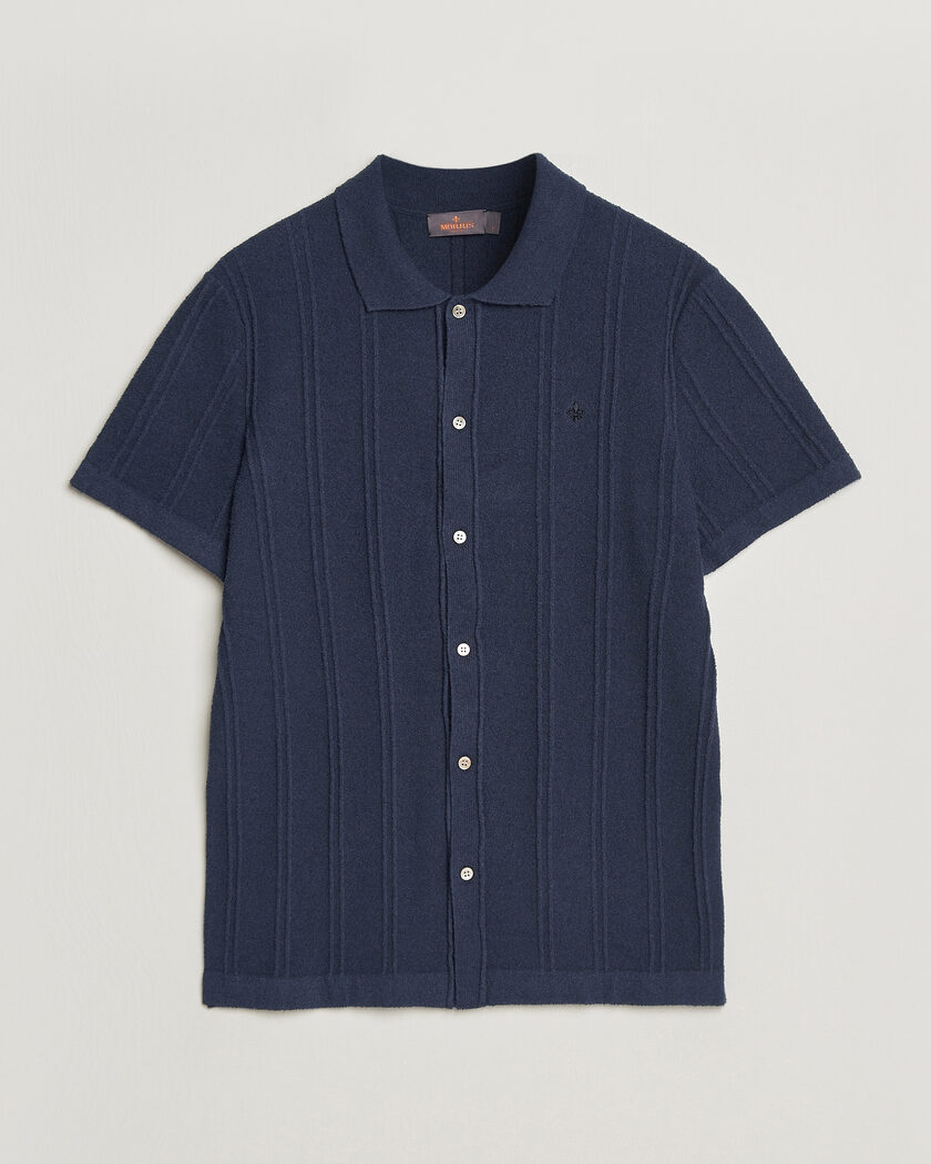 Morris Clayton Knitted Short Sleeve Shirt Dark Blue – Blau