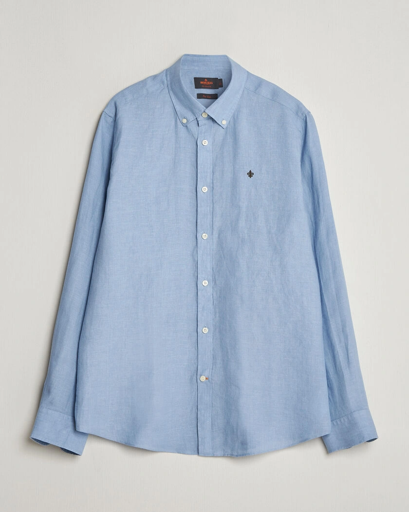 Morris Douglas Button Down Linen Shirt Light Blue – Blau