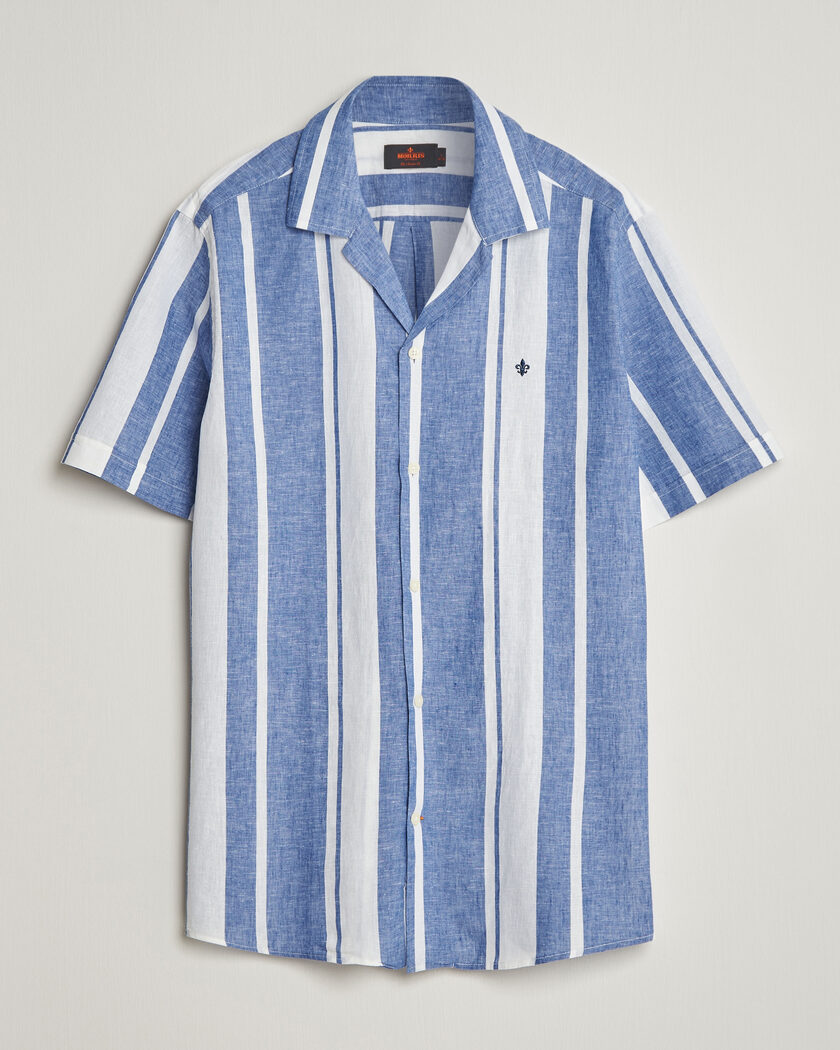 Morris Resort Short Sleeve Linen Shirt Blue – Blau