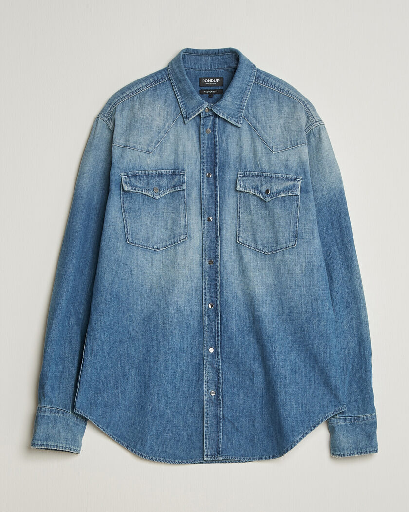 Dondup Regular Fit Denim Shirt Medium Blue – Blau