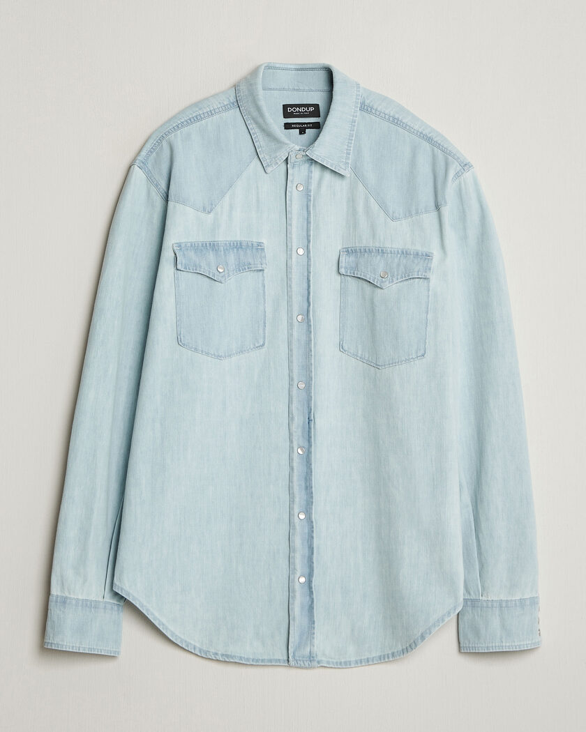 Dondup Regular Fit Denim Shirt Light Blue – Blau