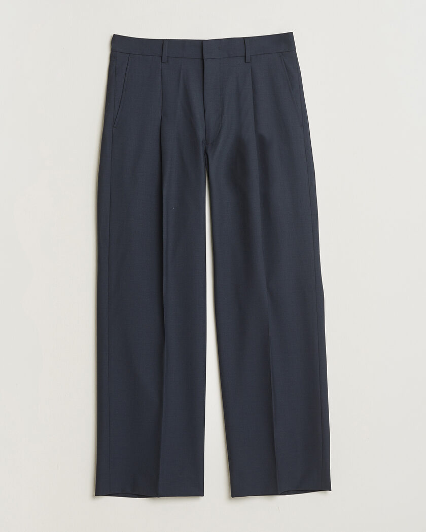 NN07 Kay Summer Wool Drawstring Trousers Deep Navy – Blau