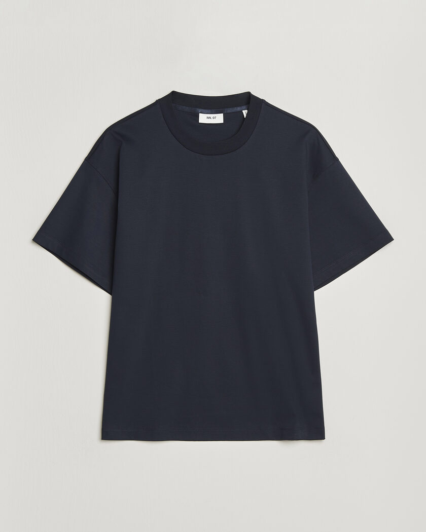 NN07 Lionel Mercerized Crew Neck T-Shirt Navy Blue – Blau