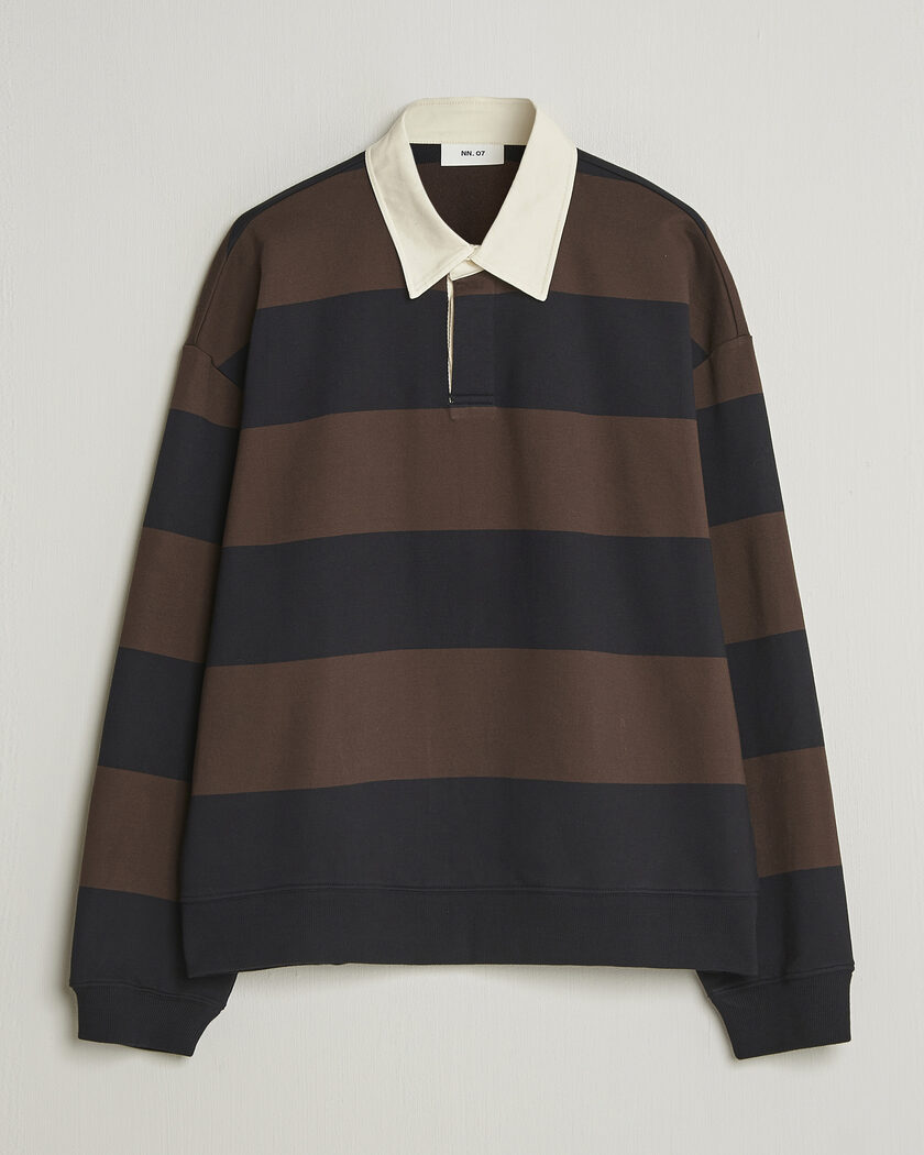 NN07 David Rugby Sweater Brown Stripe – Braun