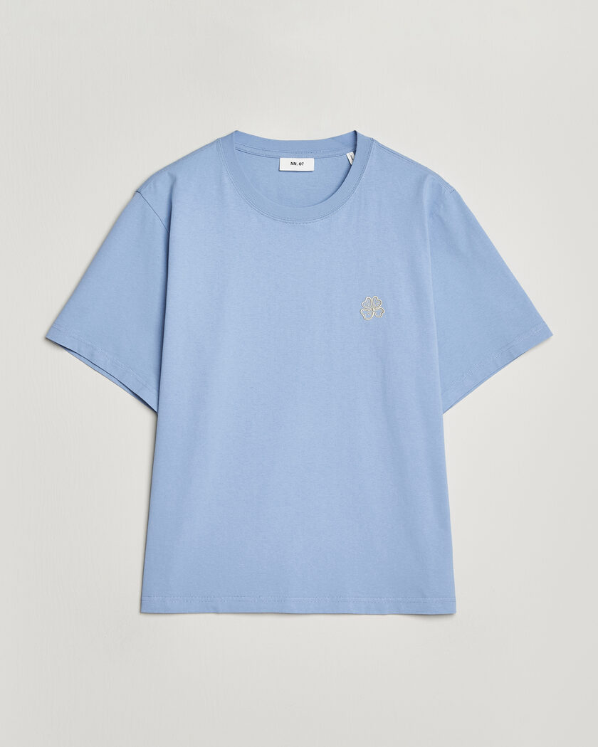 NN07 Jett Embroidered Crew Neck T-Shirt Cerulian Blue – Blau