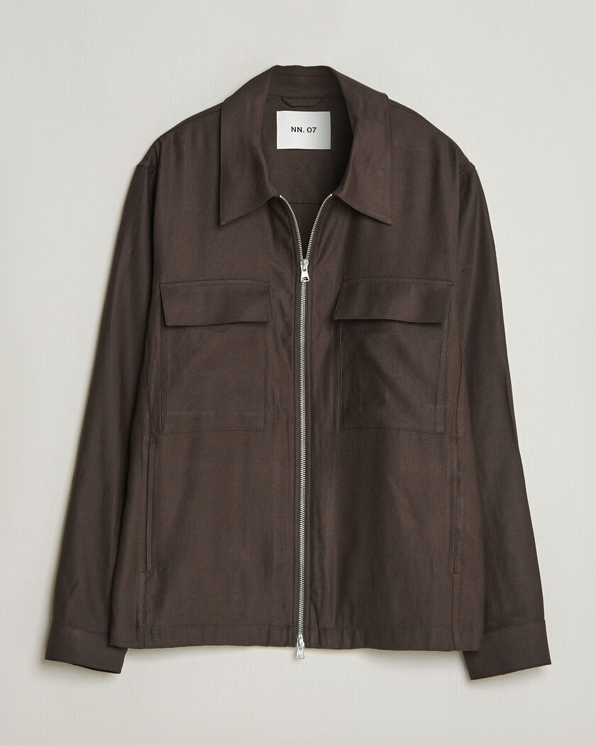 NN07 Alban Linen/Viscose Overshirt Deep Truffle – Braun