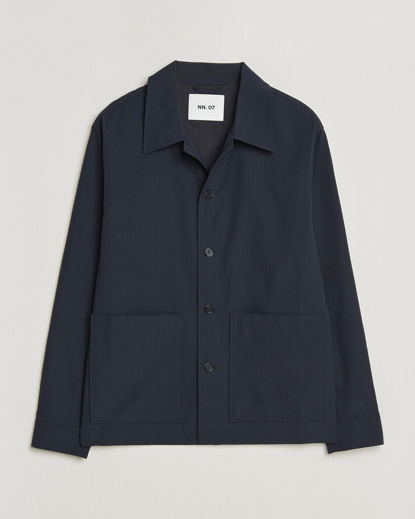 NN07 Blaze Seersucker Overshirt Navy Blue – Blau