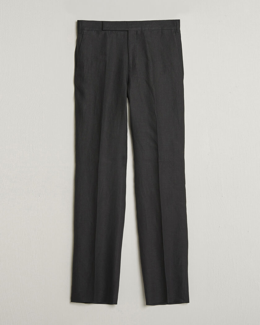 Lardini Palu Straight Fit Linen Trousers Black – Schwarz