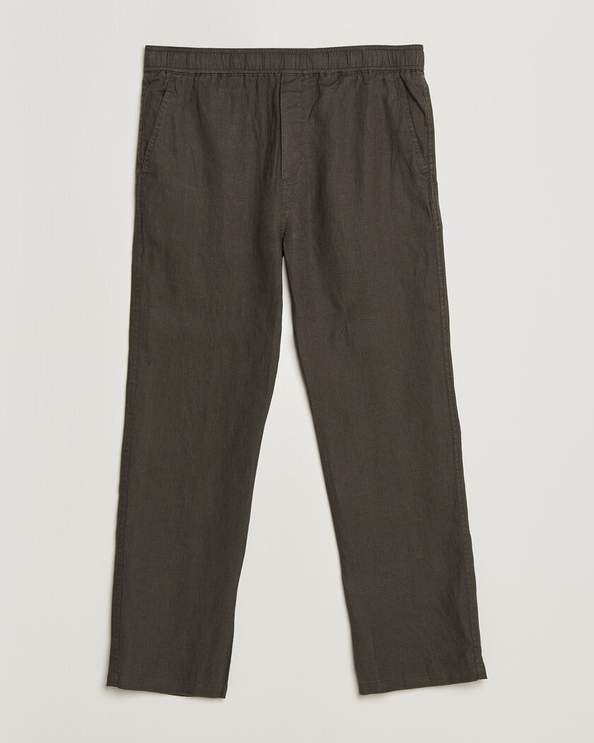 Samsøe Samsøe Jabari Linen Drawstring Trousers Black Olive – Grau