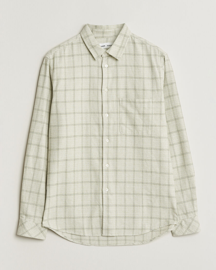 Samsøe Samsøe Liam Checked Cotton Shirt Off White – Grün